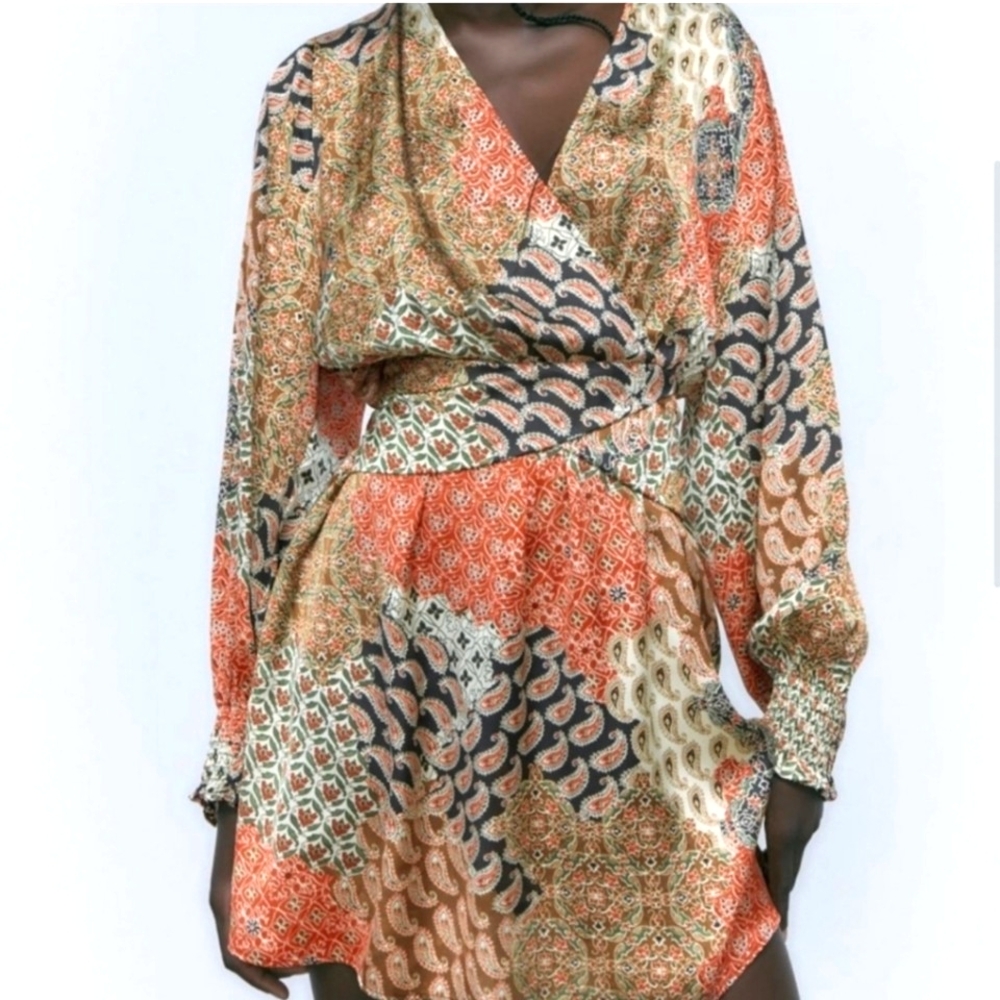 Zara~ Paisley Silk Mini Dress